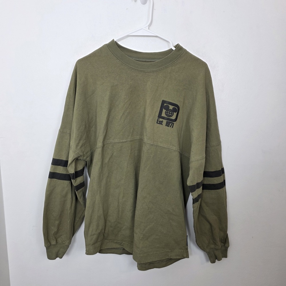 Walt Disney World Green Black Mickey Mouse Long Sleeve Spirit Jersey Size Small